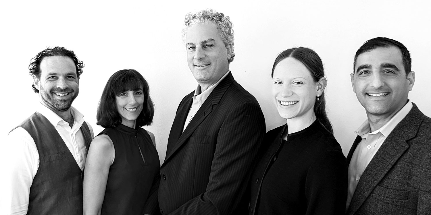 Photo of SF Acu Group team: Jonah Hershowitz, Jeannie Bianchi, Chris O'Donnell, Akasia Nelson, and Franco Garritano
